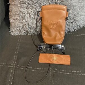 MCM full inclusion -Camel Leather Crossbody with RX  mcm frames and cloth
